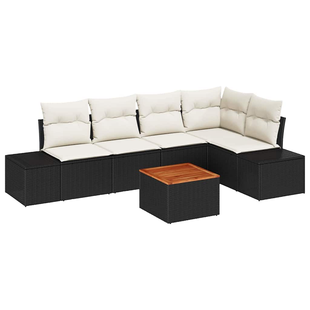 Set Divano da Giardino 6 pz Nero polyrattan