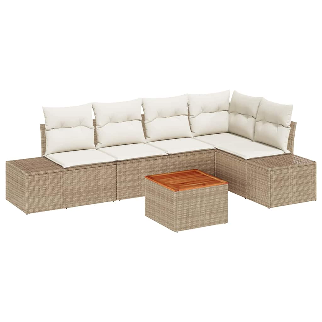 Set Divano da Giardino 6 pz Beige polyrattan