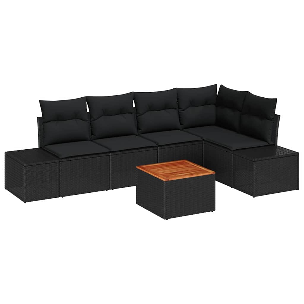 Set Divano da Giardino 6 pz Nero polyrattan