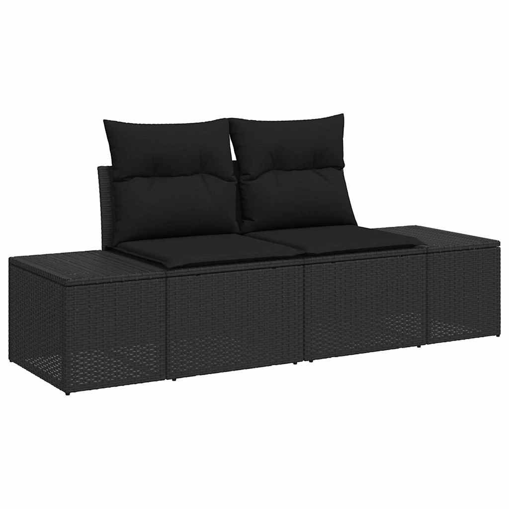 Set Divano da Giardino 6 pz Nero polyrattan