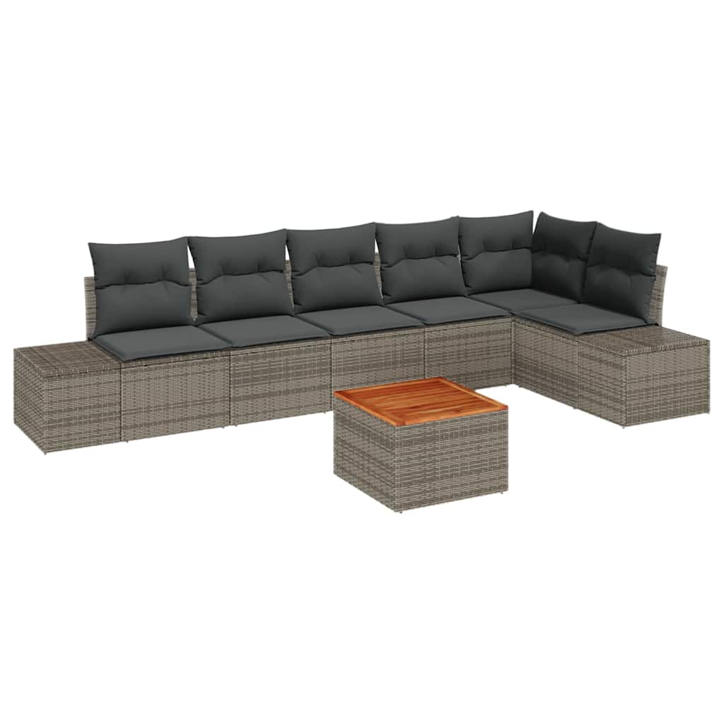 Set Divano da Giardino 7 pz Grigio polyrattan