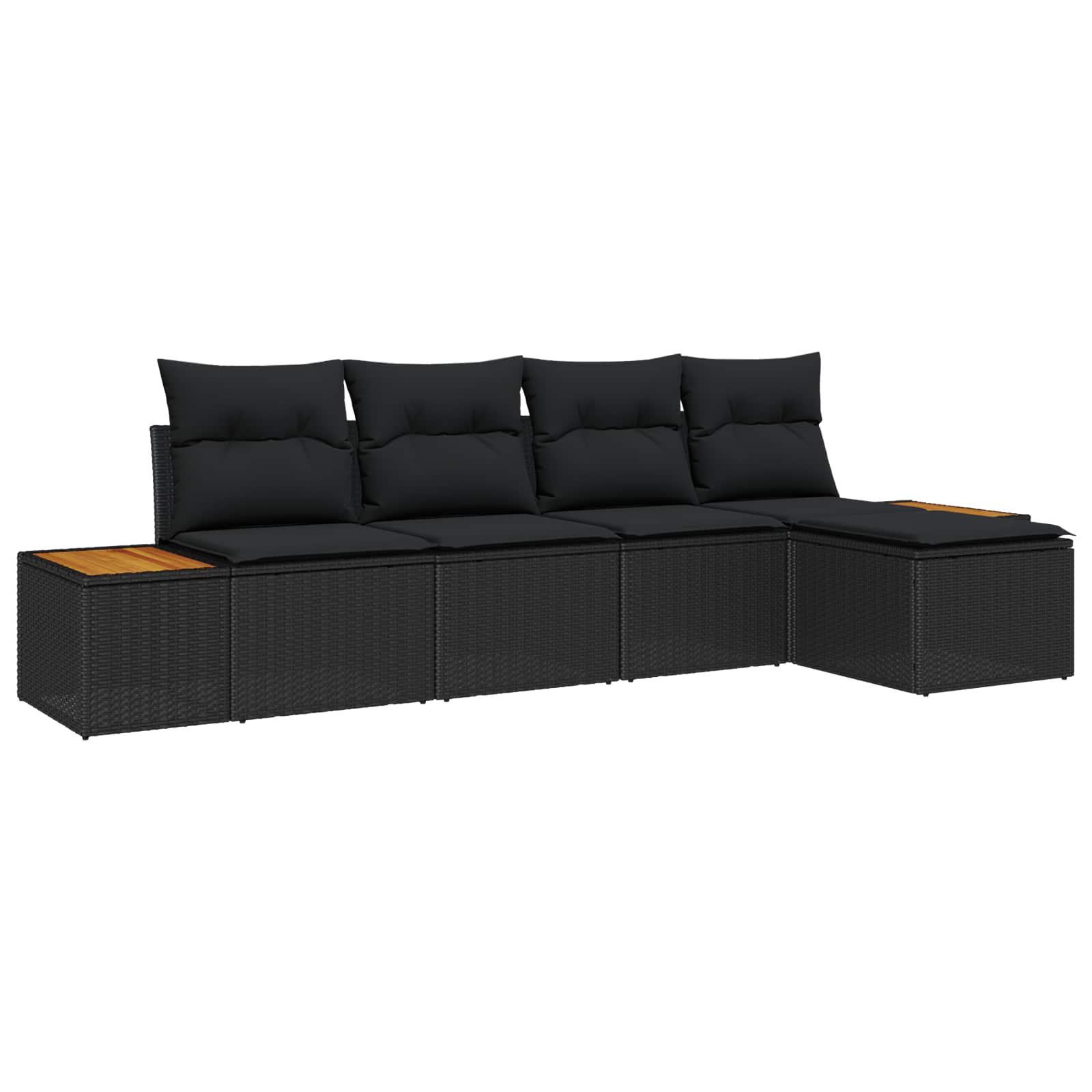 Set Divano da Giardino 5 pz Nero Poly Rattan