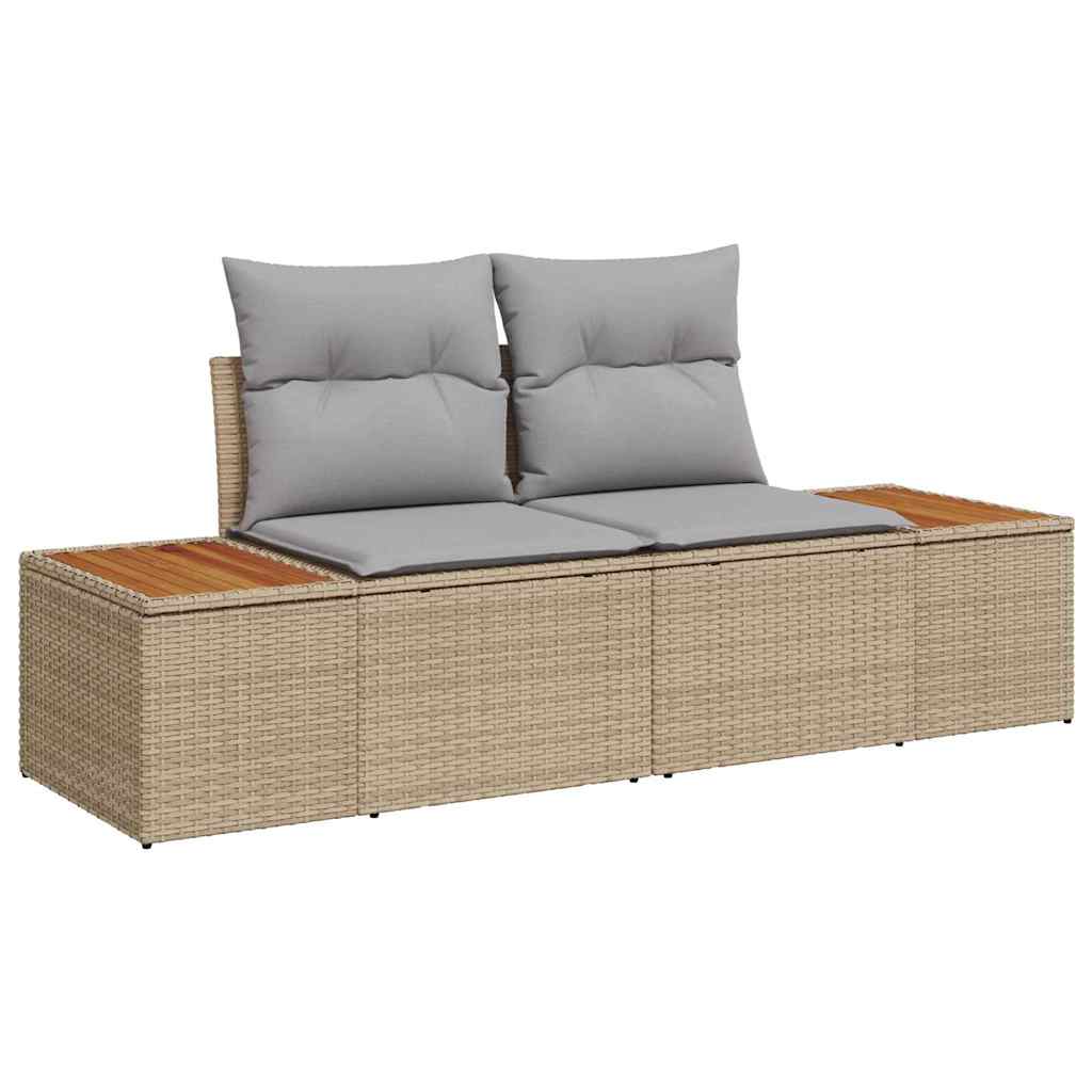 Set Divano da Giardino 5 pz Beige Poly Rattan