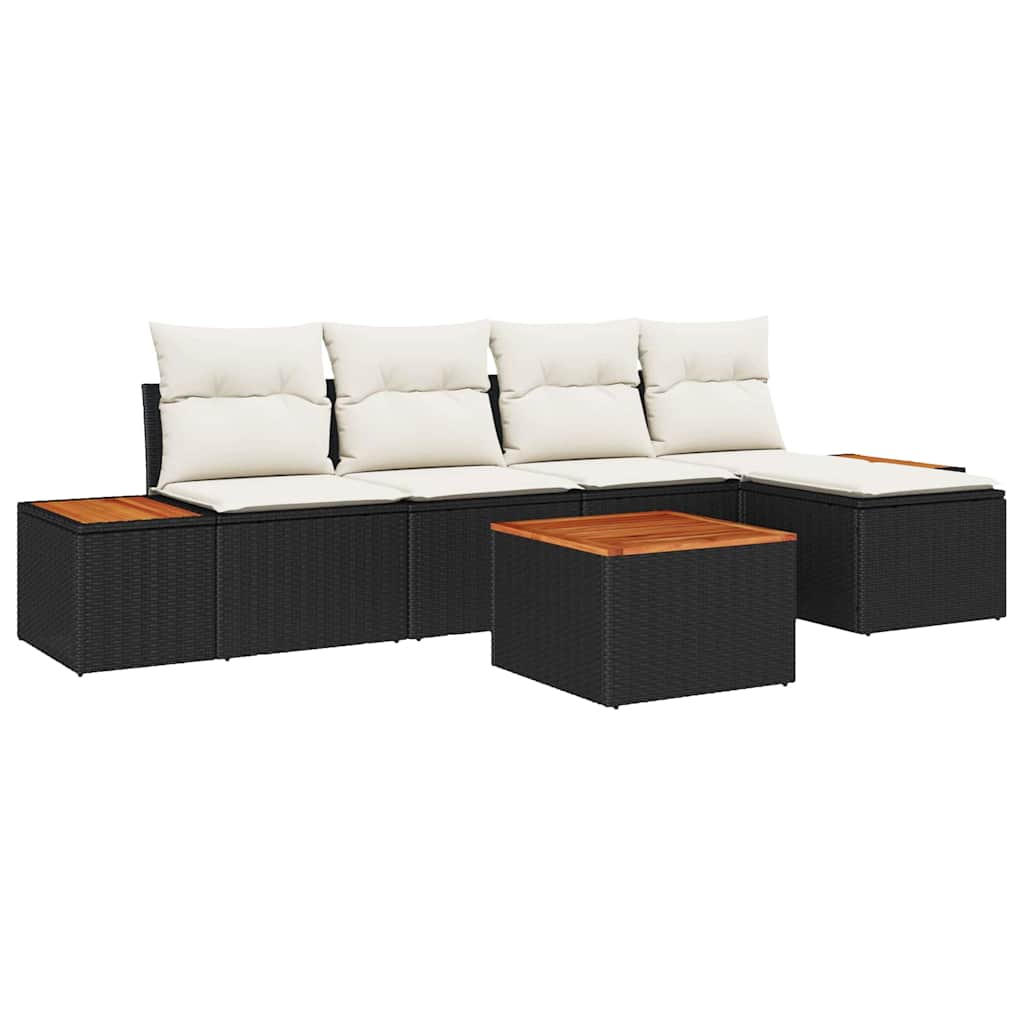 Set Divano da Giardino 6 pz Nero Poly Rattan