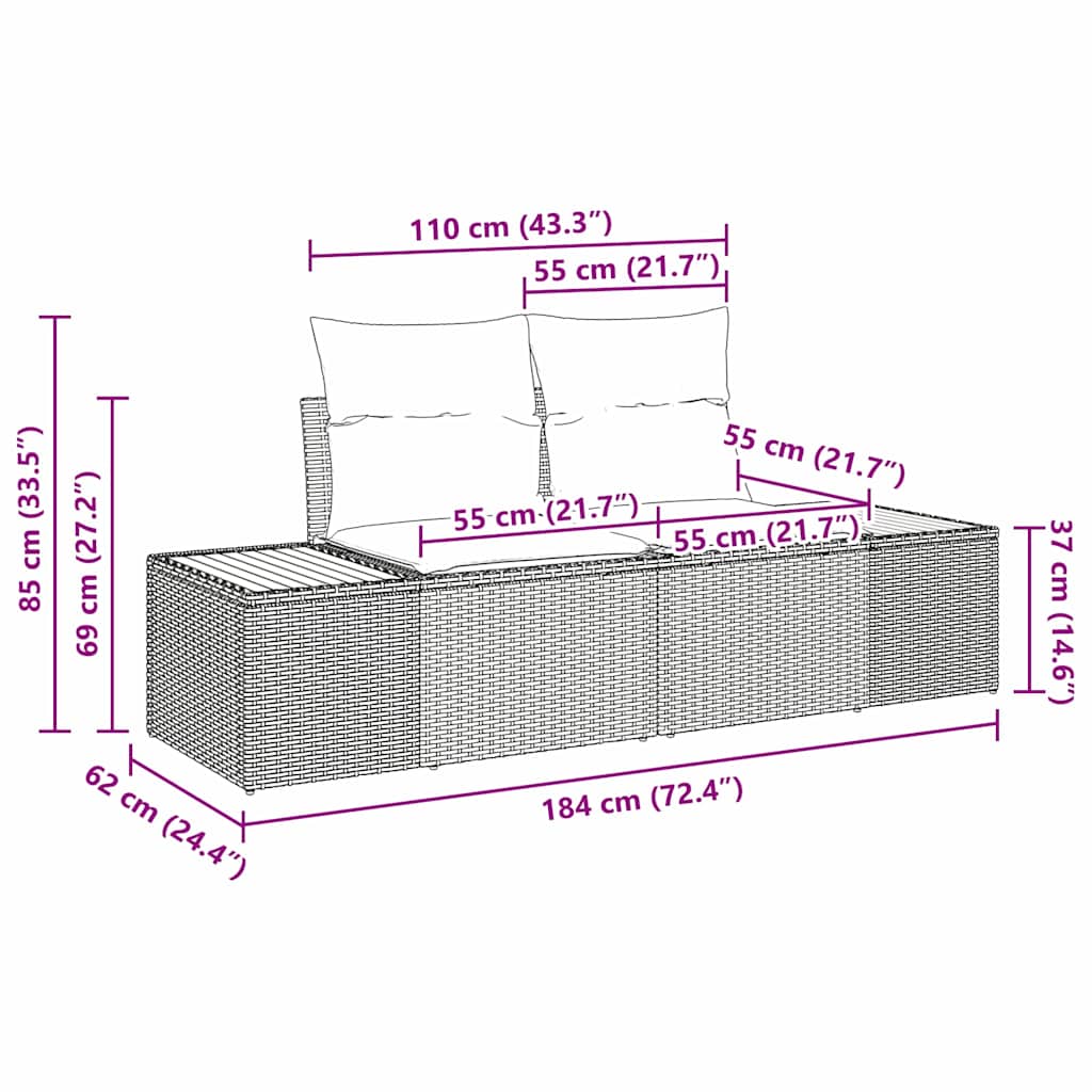 Set Divano da Giardino 6 pz Grigio Poly Rattan