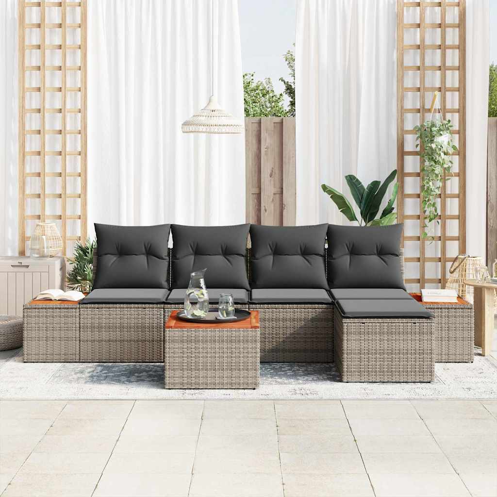 Set Divano da Giardino 6 pz Grigio Poly Rattan