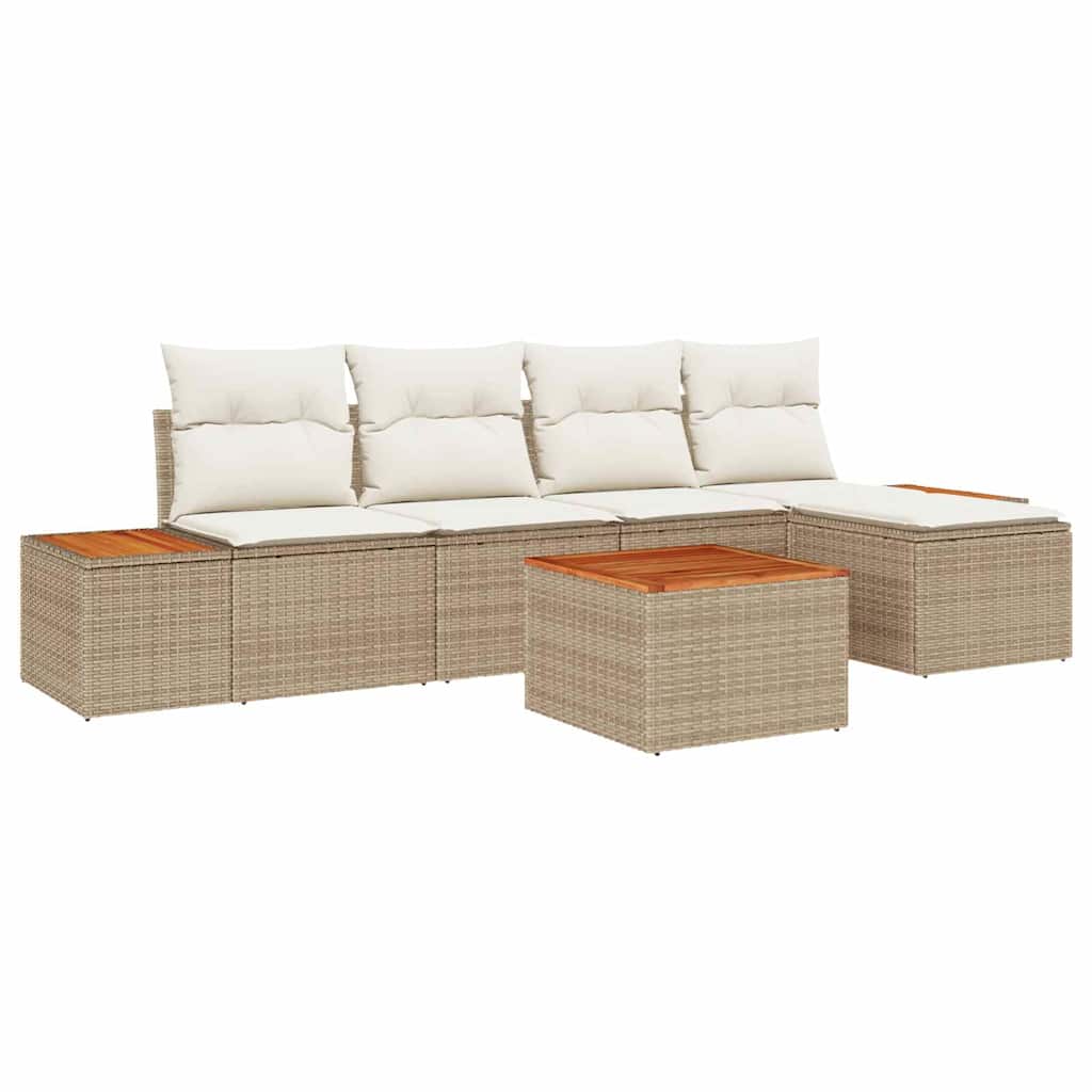 Set Divano da Giardino 6 pz Beige Poly Rattan