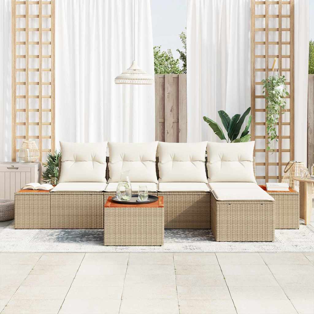Set Divano da Giardino 6 pz Beige Poly Rattan