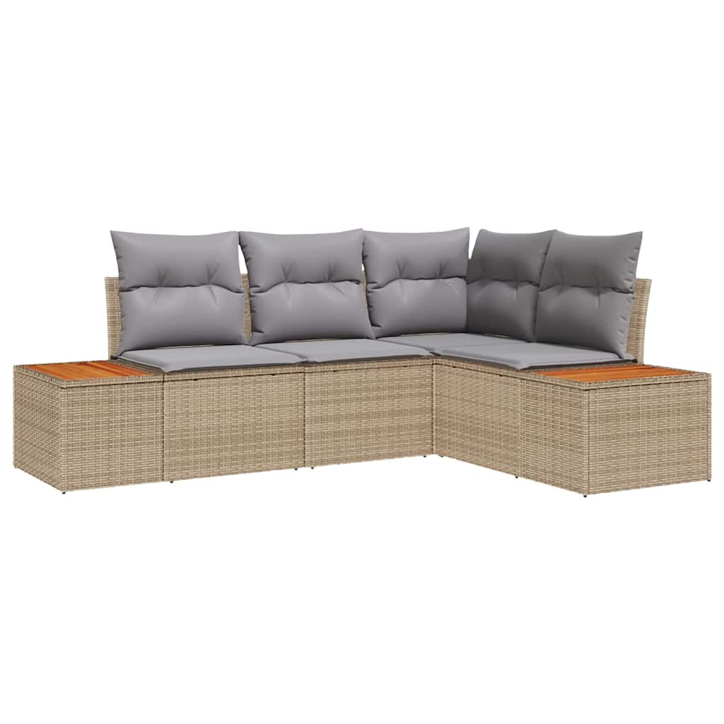 Set Divano da Giardino 5 pz Grigio chiaro Poly Rattan