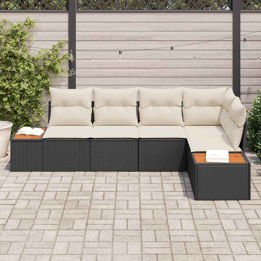 Set Divano da Giardino 5 pz Nero Poly Rattan