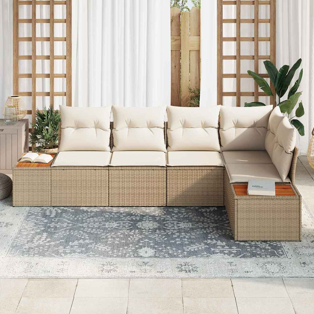 Set Divano da Giardino 5 pz Beige Poly Rattan