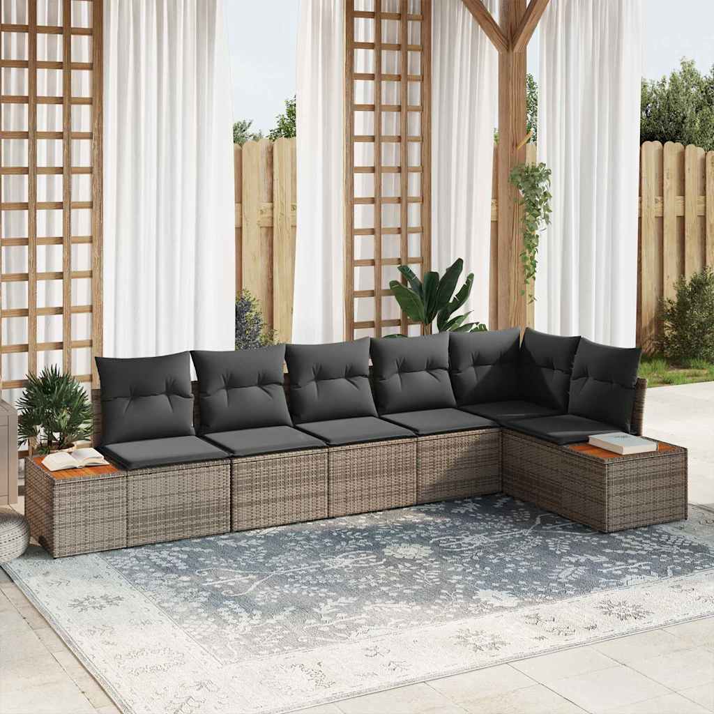 Set Divano da Giardino 6 pz Grigio Poly Rattan