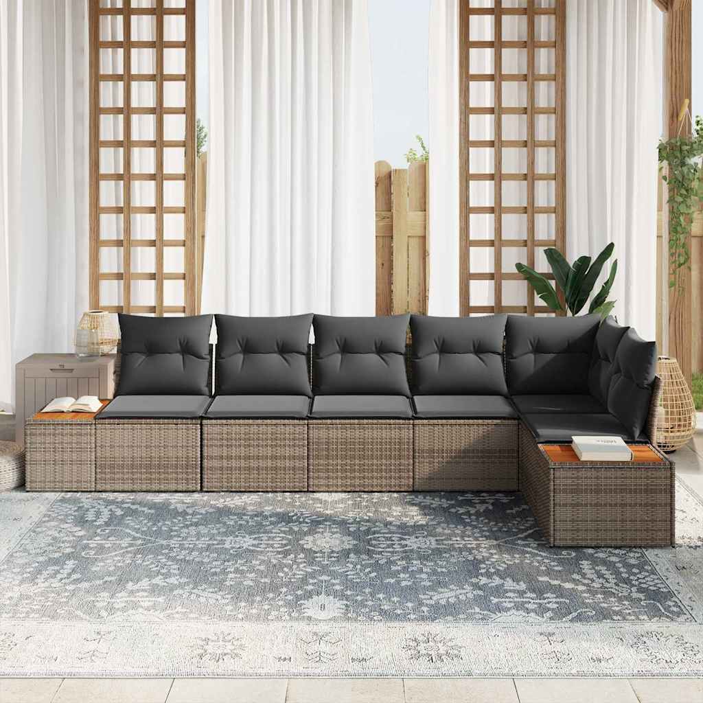 Set Divano da Giardino 6 pz Grigio Poly Rattan