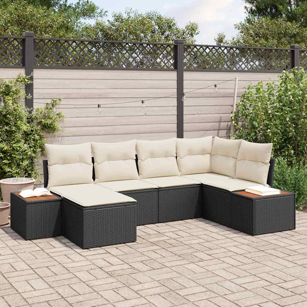 Set Divano da Giardino 6 pz Nero polyrattan
