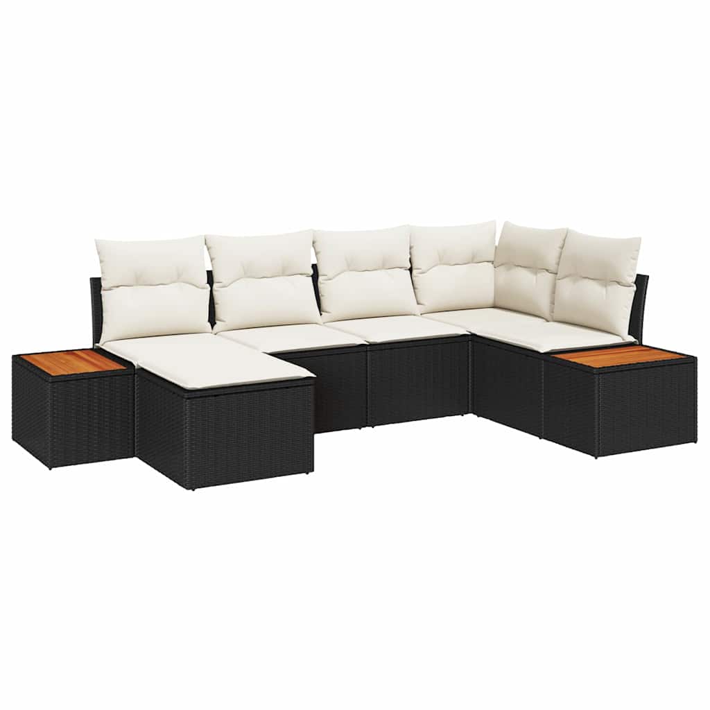 Set Divano da Giardino 6 pz Nero polyrattan