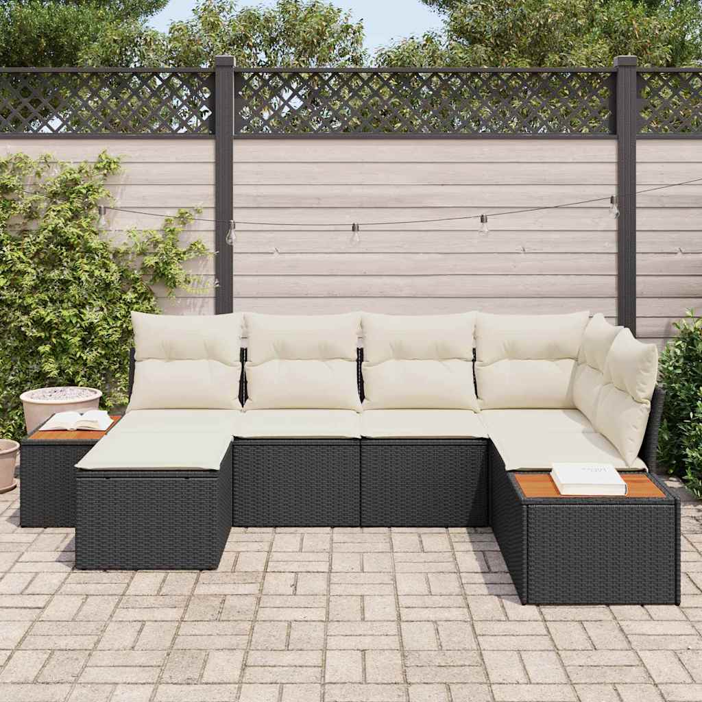 Set Divano da Giardino 6 pz Nero polyrattan