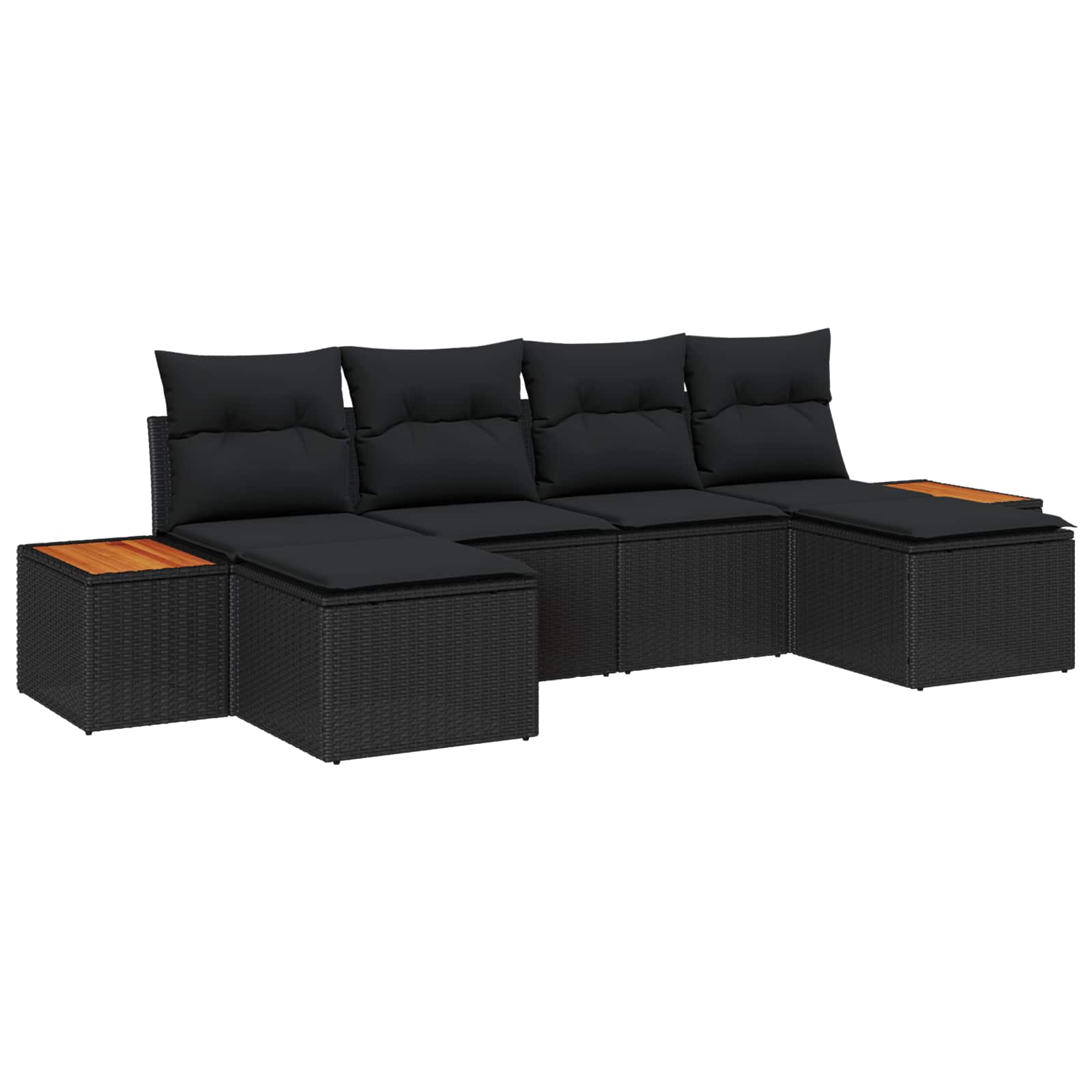 Set Divano da Giardino 6 pz Nero polyrattan