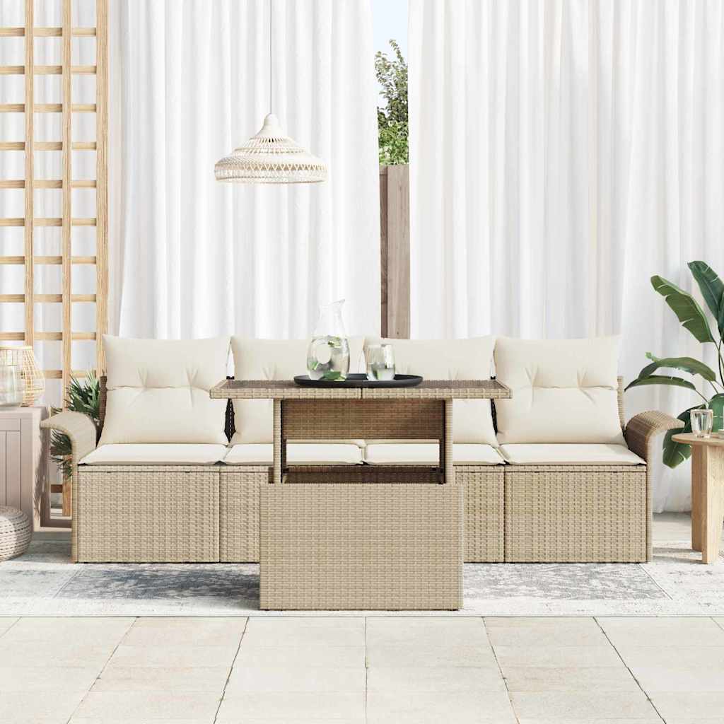 Set Divano da Giardino 5 pz Beige polyrattan