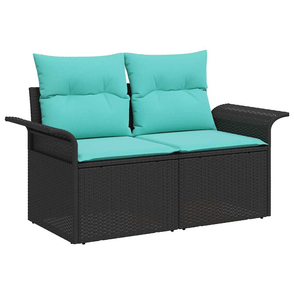 Set Divano da Giardino 5 pz Nero polyrattan