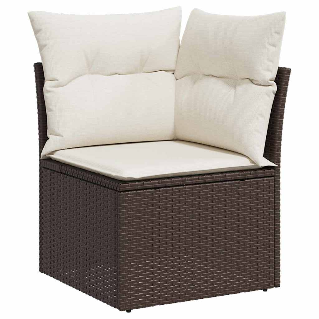 Set da pranzo per esterni 5 pz Marrone Poly Rattan