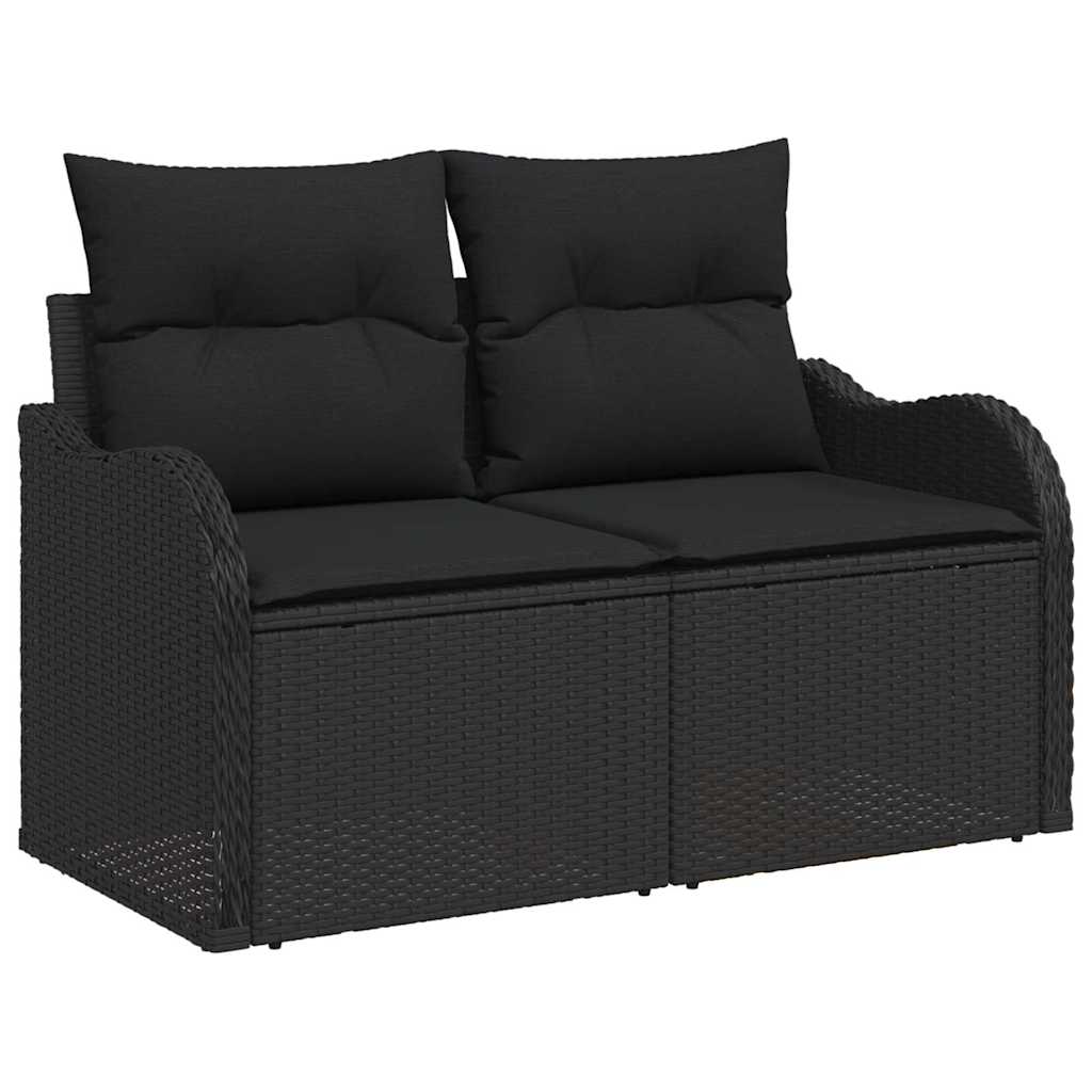 Set da pranzo per esterni 5 pz Nero Poly Rattan