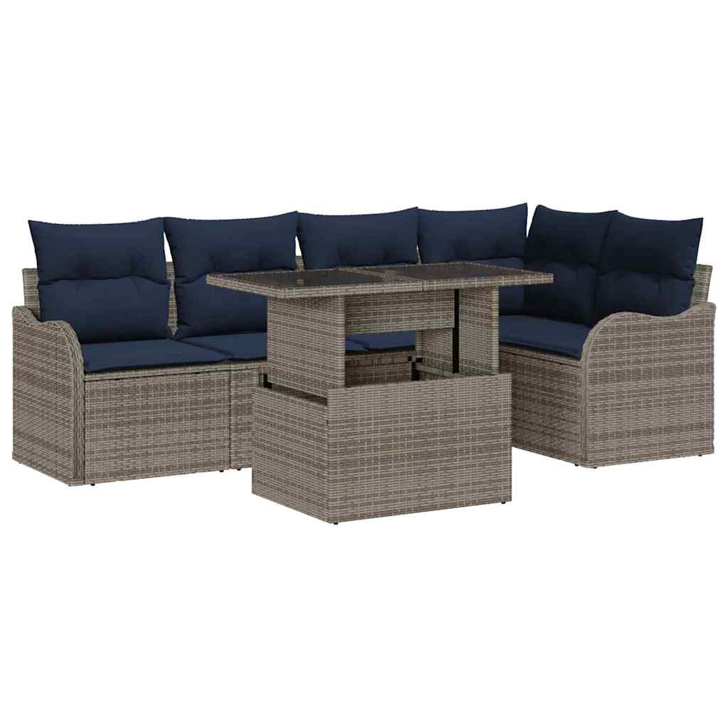 Set da pranzo 6 pz Grigio Poly Rattan