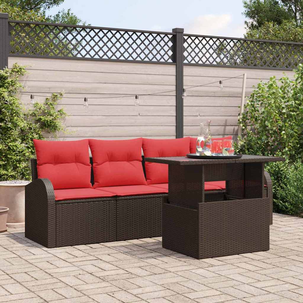Set Divano da Giardino 5 pz Marrone polyrattan