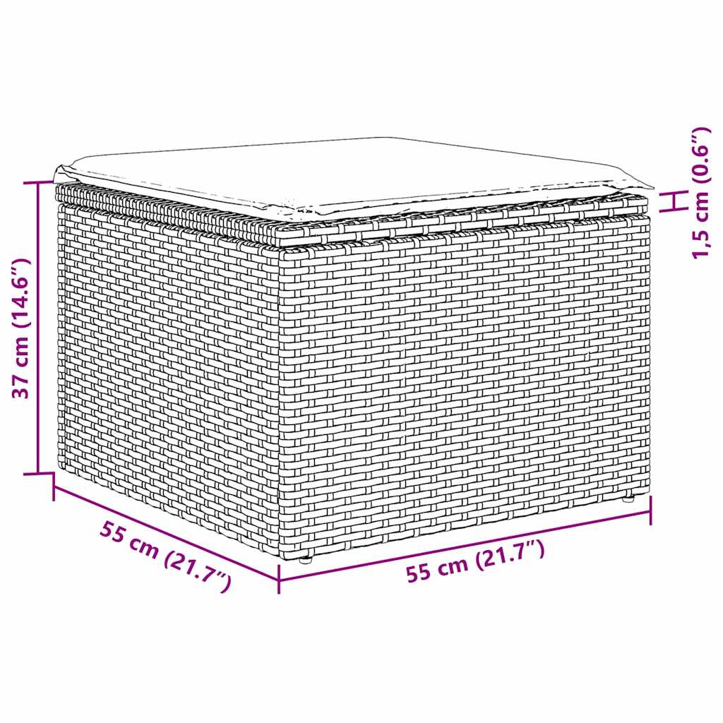 Set Divano da Giardino 6 pz Grigio polyrattan