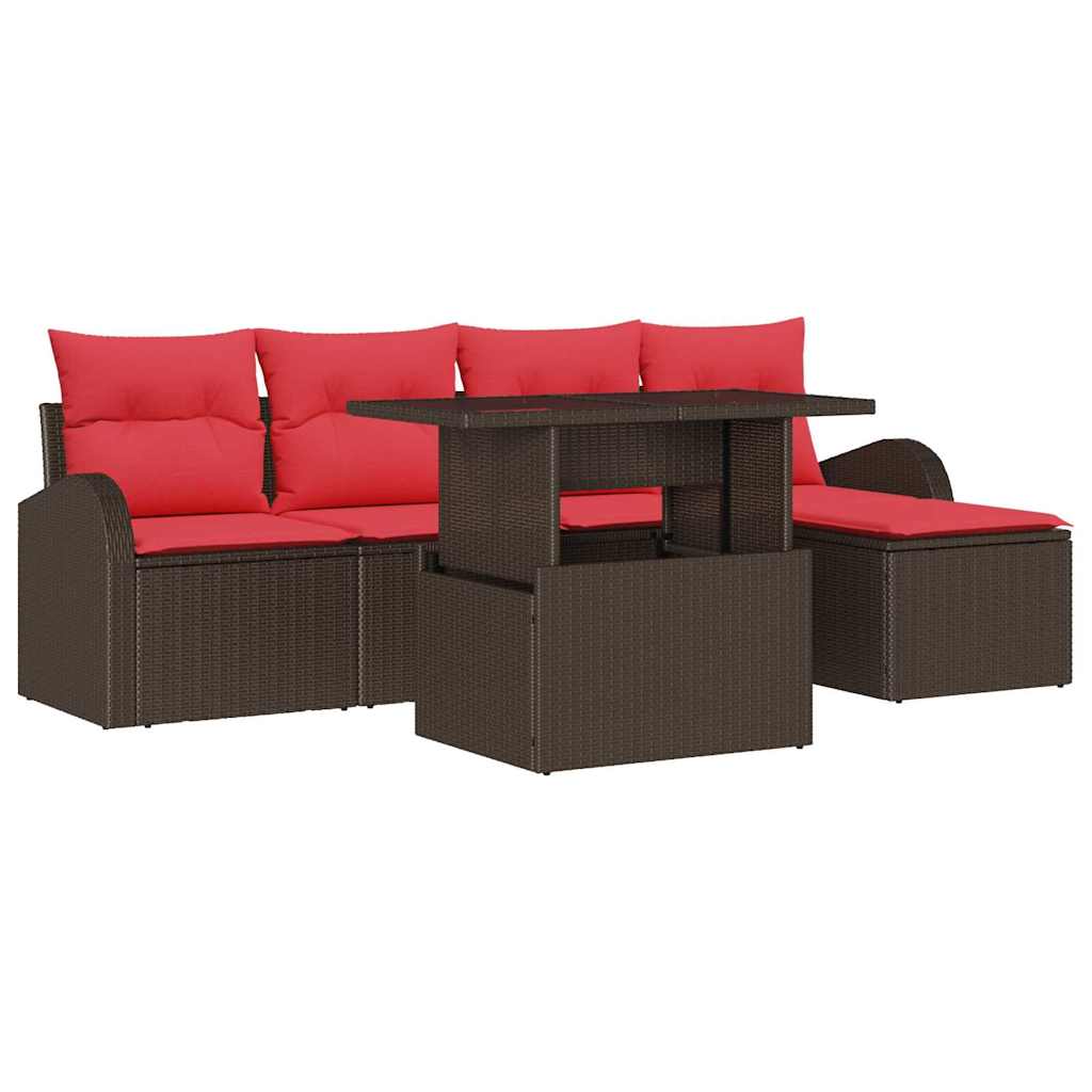 Set Divano da Giardino 6 pz Marrone polyrattan