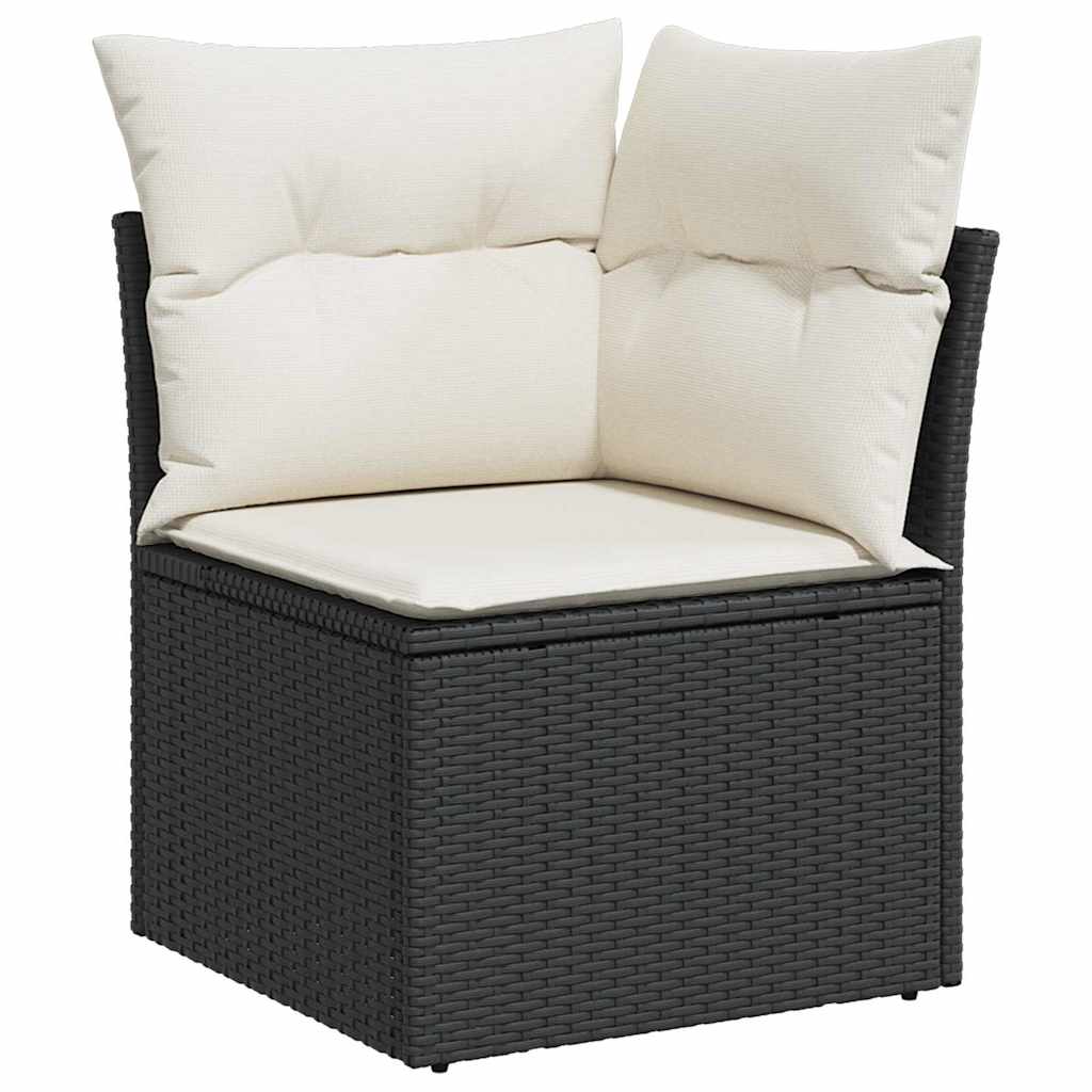 Set Divano da Giardino 5 pz Nero polyrattan