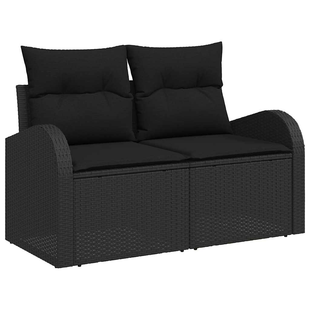 Set Divano da Giardino 5 pz Nero polyrattan