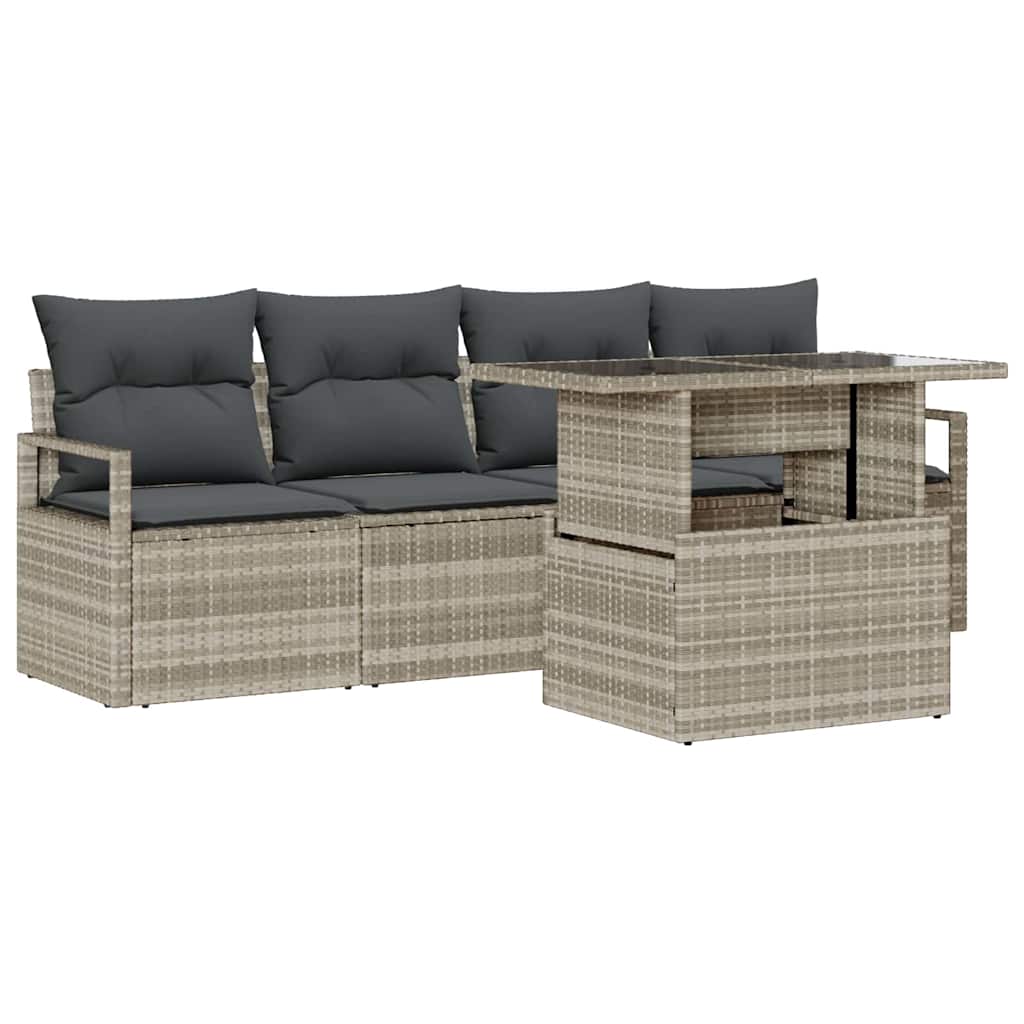 Set Divano da Giardino 5 pz 4-Numero di posti Luce polyrattan