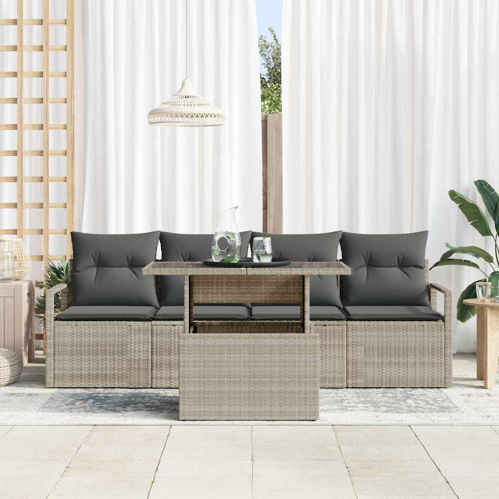 Set Divano da Giardino 5 pz 4-Numero di posti Luce polyrattan