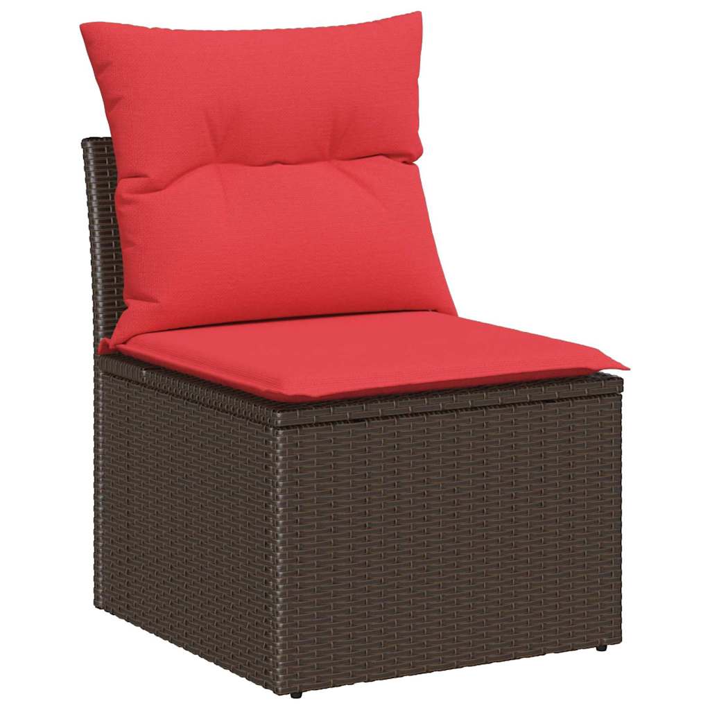 Set Divano da Giardino 5 pz 4-Numero di posti Marrone e Rosso