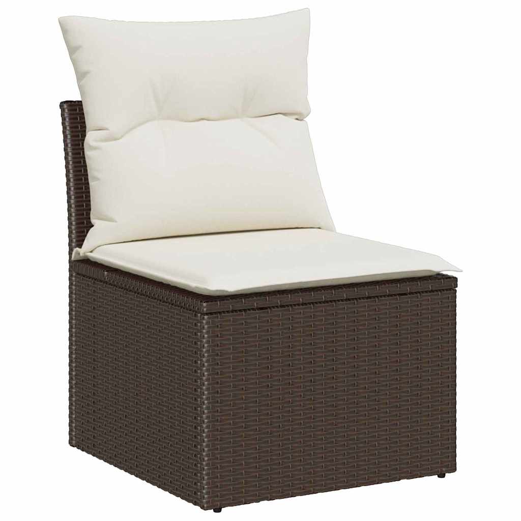 Set Divano da Giardino 6 pz Marrone e Crema polyrattan
