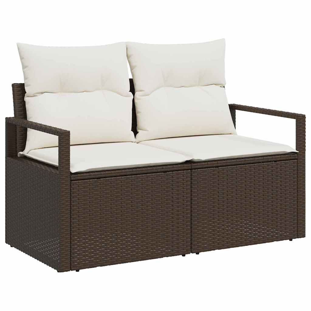 Set Divano da Giardino 5 pz 4-Numero di posti Marrone e Crema