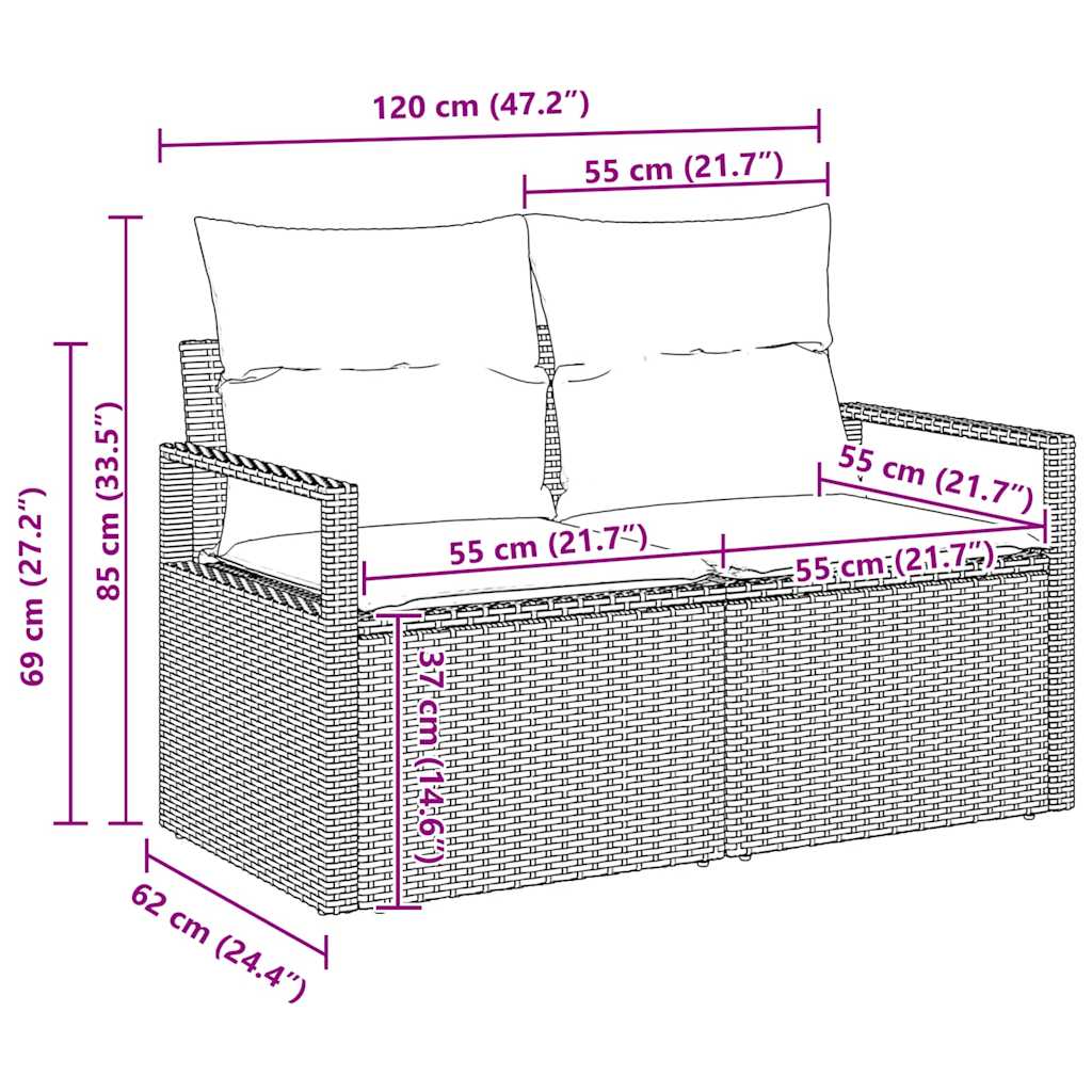 Set Divano da Giardino 5 pz 4-Numero di posti Grigio chiaro