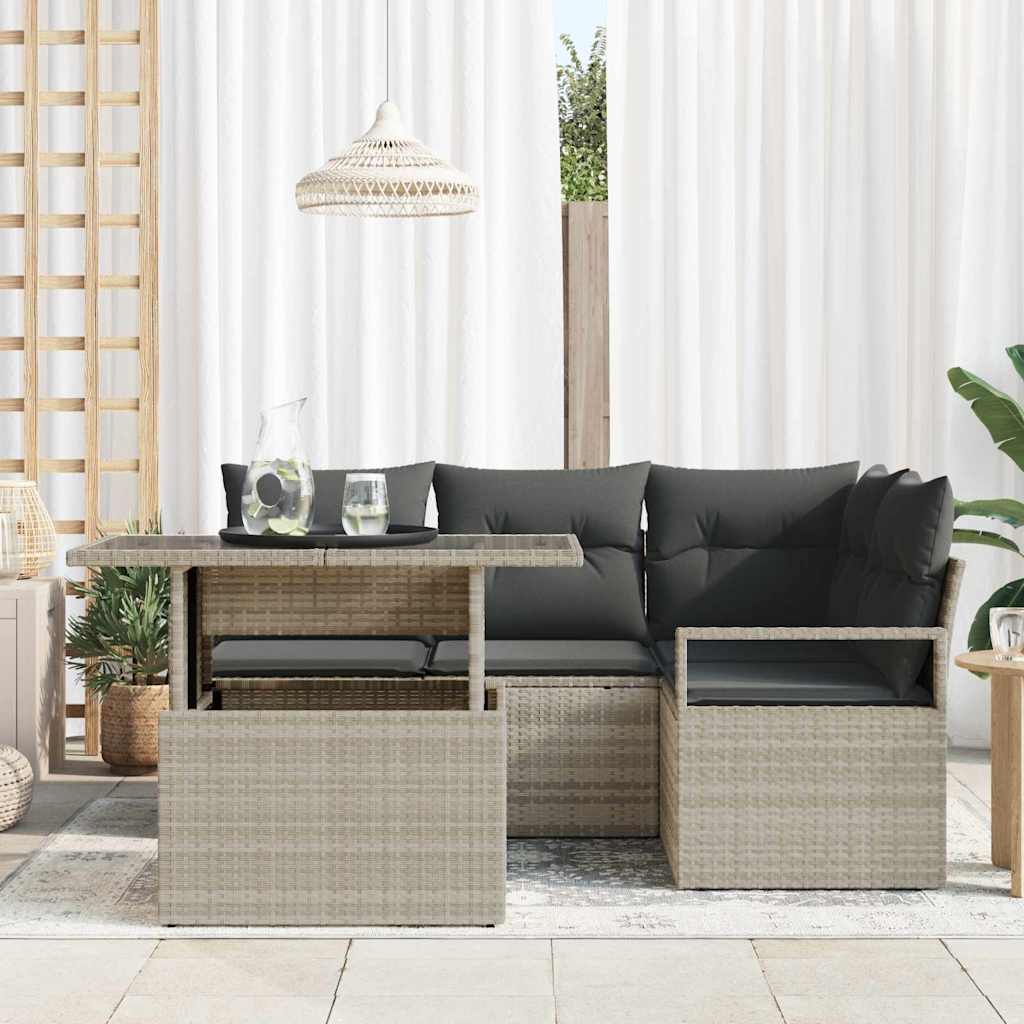 Set Divano da Giardino 5 pz 4-Numero di posti Grigio chiaro