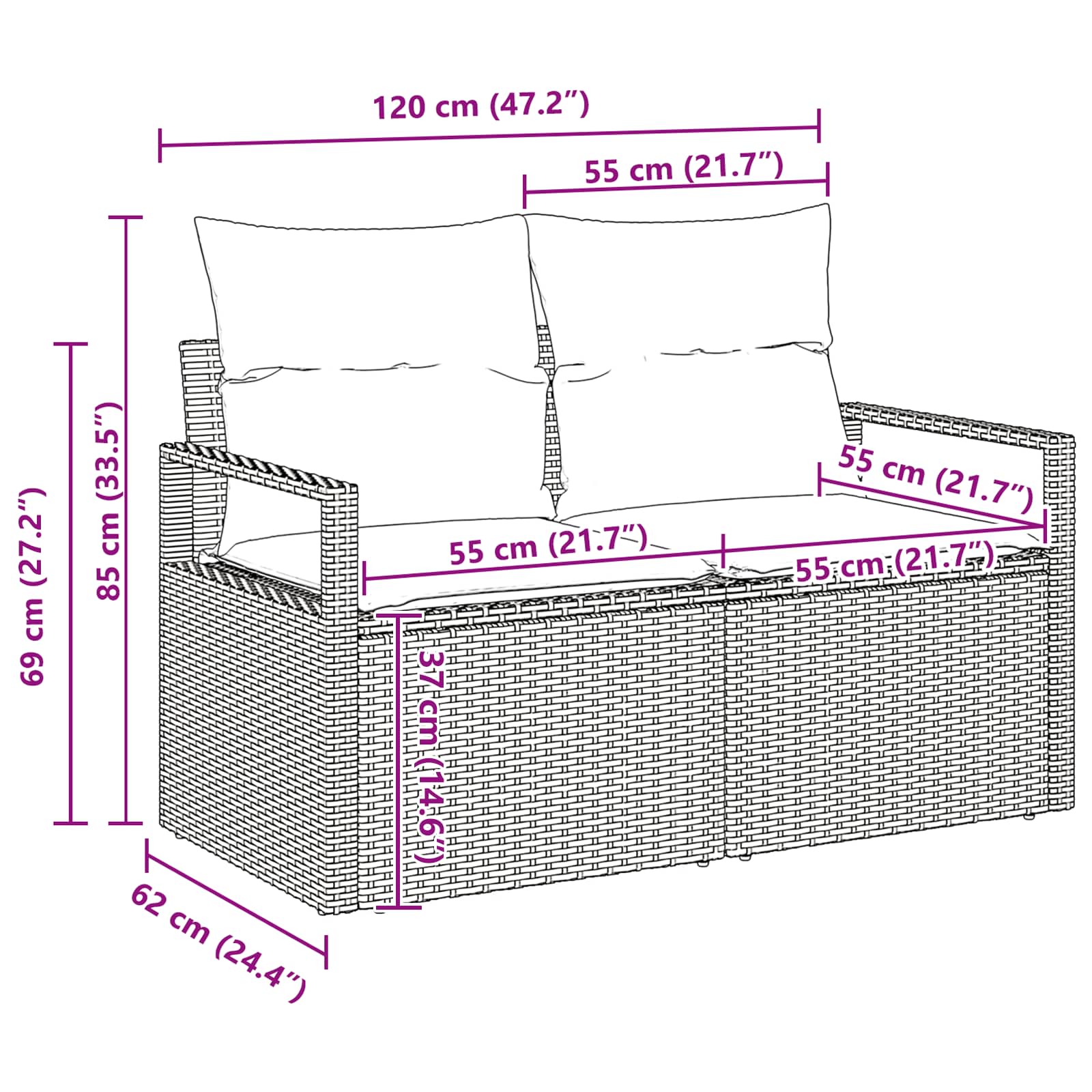 Set Divano da Giardino 5 pz 4-Numero di posti Grigio e Blu Navy