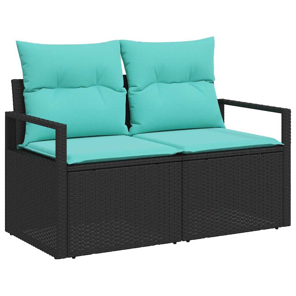 Set Divano da Giardino 5 pz 4-Numero di posti Nero e Blu