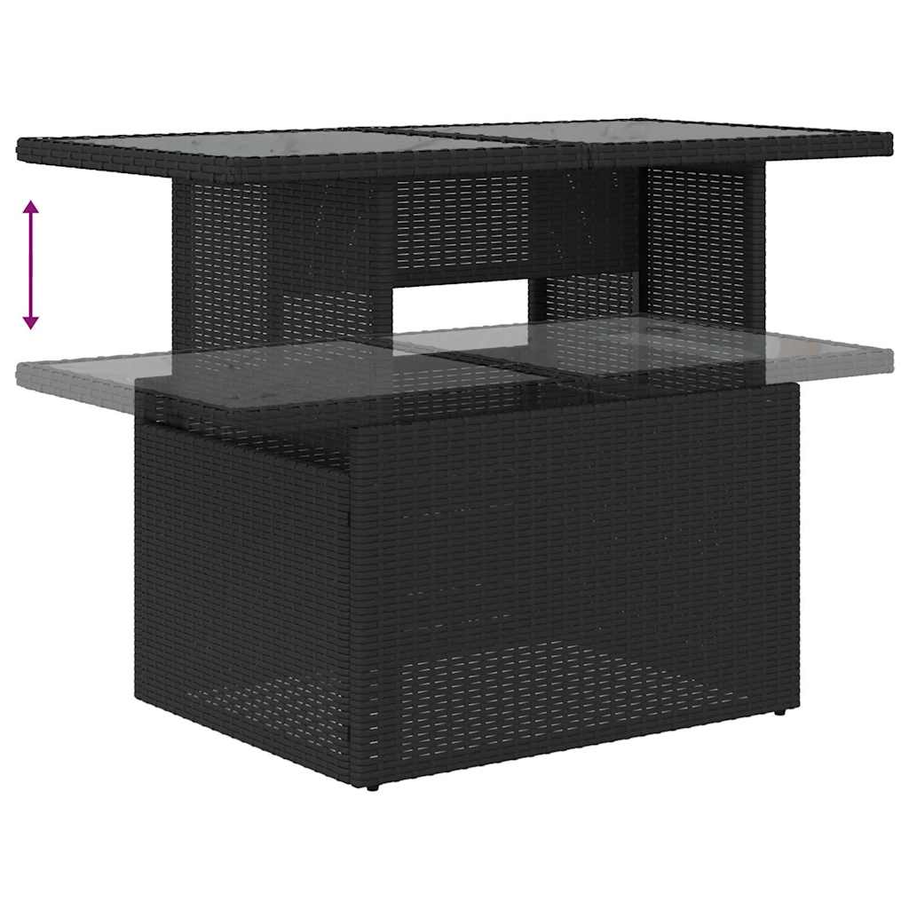 Set Divano da Giardino 6 pz Nero e Crema polyrattan