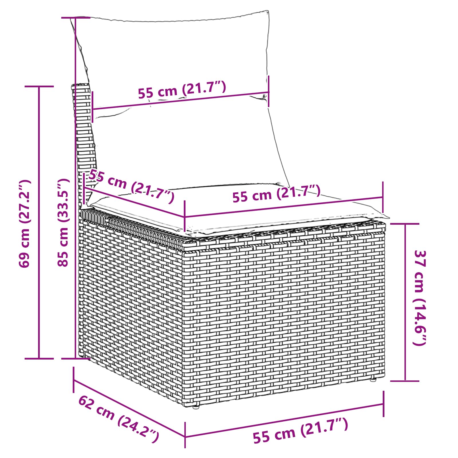 Set Divano da Giardino 6 pz Marrone e Rosso polyrattan