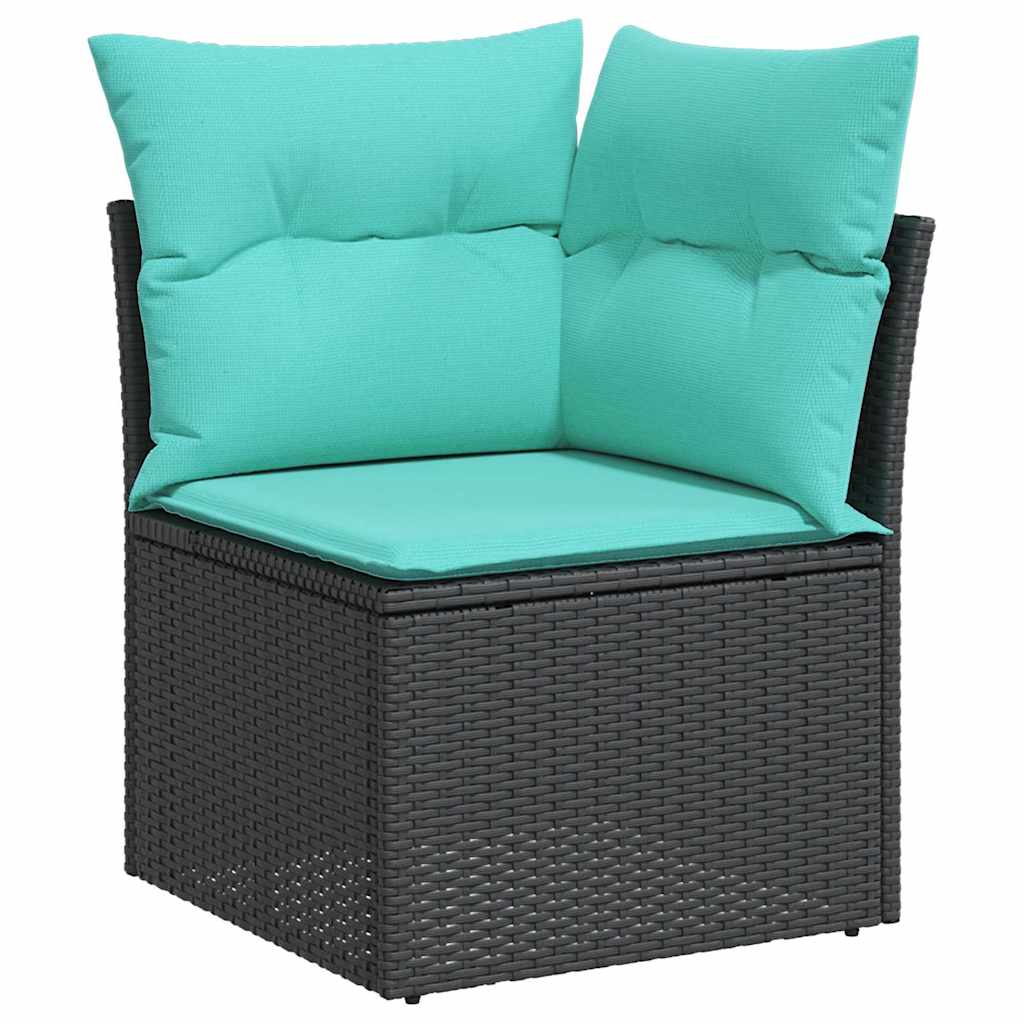 Set Divano da Giardino 5 pz Nero e Blu polyrattan