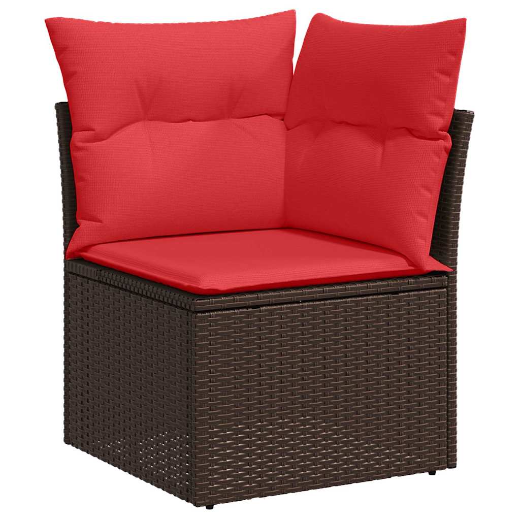 Set Divano da Giardino 6 pz 4-Numero di posti Marrone e Rosso