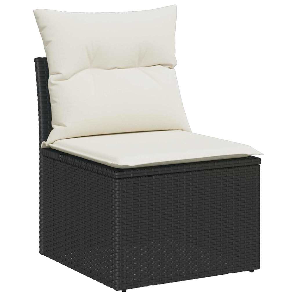 Set Divano da Giardino 6 pz 5-Numero di posti Nero e Crema