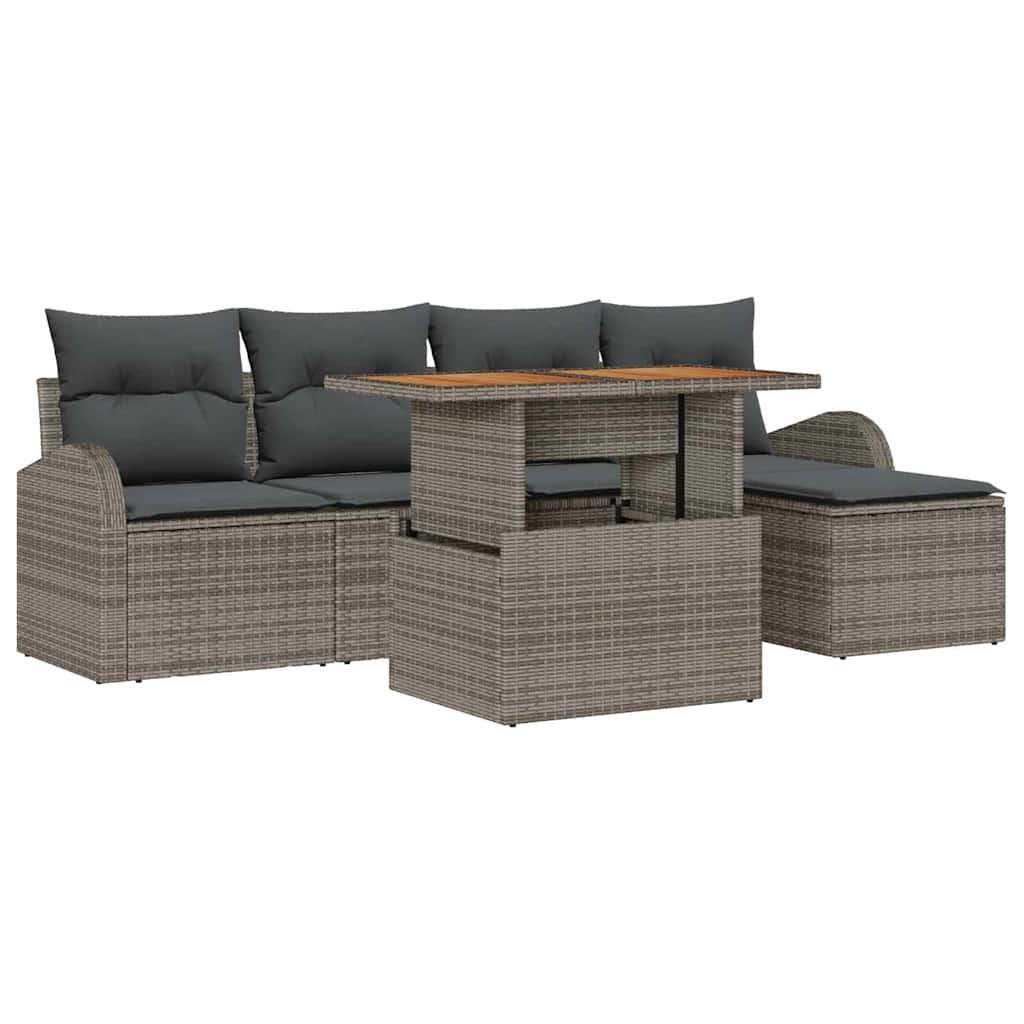 Set Divano da Giardino 6 pz Grigio