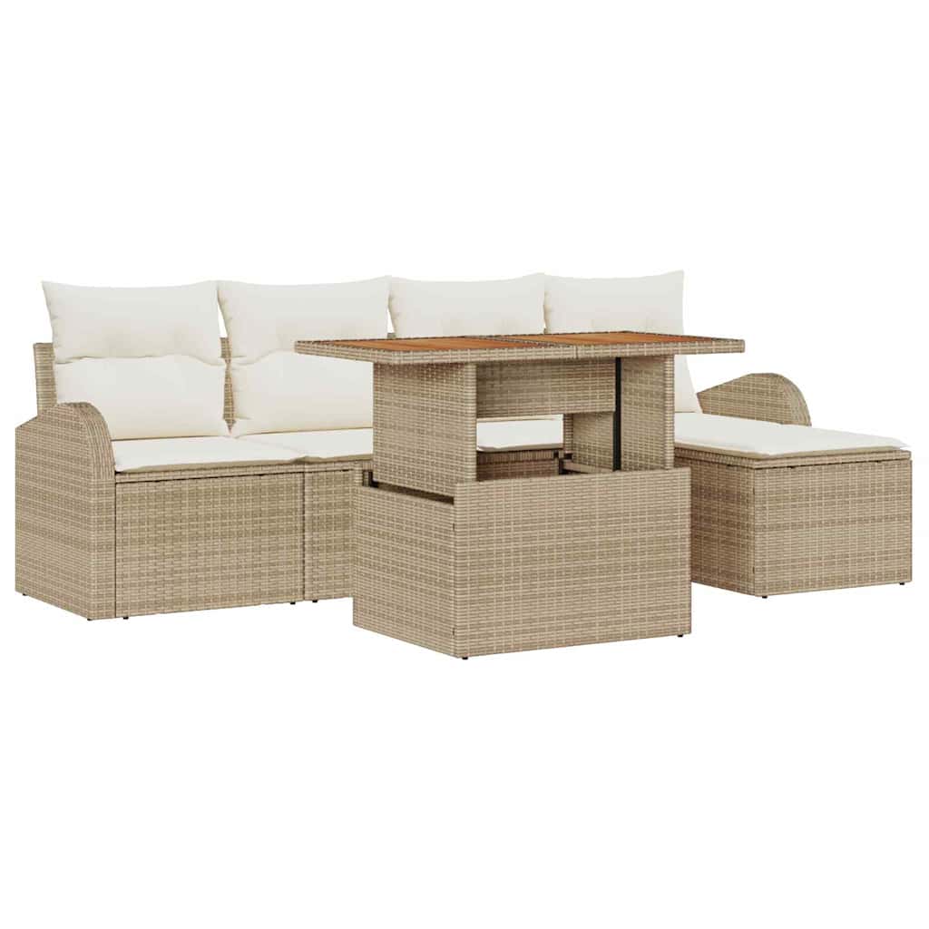 Set Divano da Giardino 6 pz beige e panna