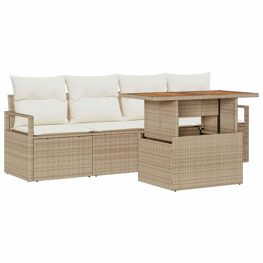 Set Divano da Giardino 5 pz 4-Numero di posti beige e panna
