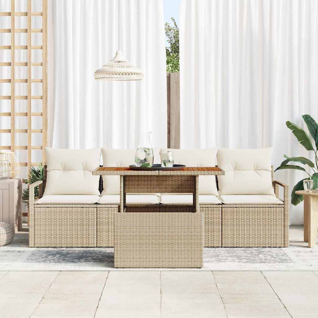 Set Divano da Giardino 5 pz 4-Numero di posti beige e panna