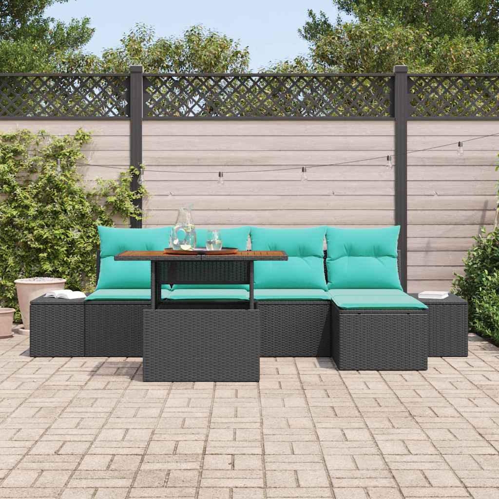 Set da Pranzo per Giardino 6 pz Nero e Verde acqua